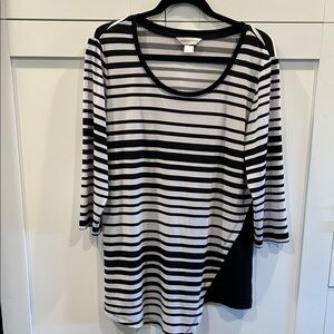 Christopher & Banks Black and White Striped Blouse